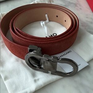 Salvatore Ferragamo Men's Brick Suede Belt 105 NEW